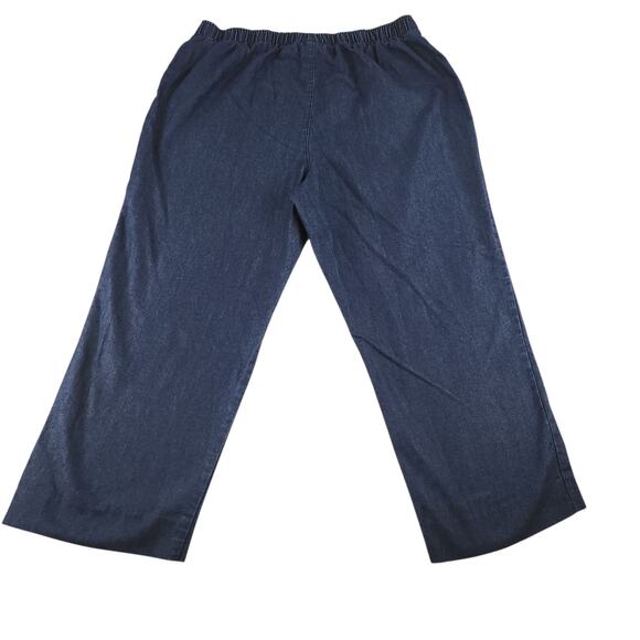 White Stag Denim Pants Womens PL Large Petite 12 14 Elastic Waist Capris Dark - Picture 2 of 13